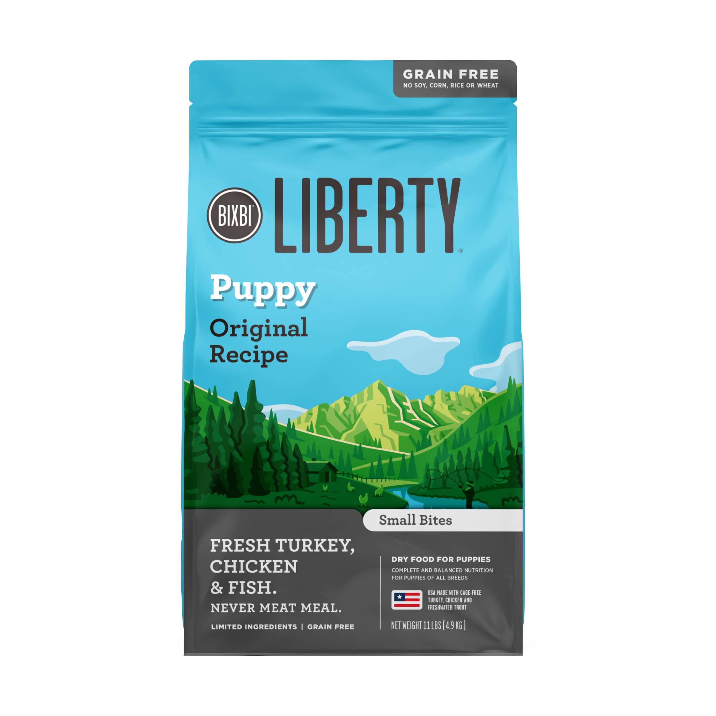 BIXBI Liberty – croquettes sans céréales adaptées aux estomacs sensibles.
