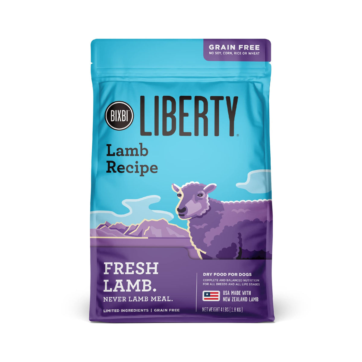 BIXBI Liberty sans céréales agneau croquettes goût frais et digestion potentielle