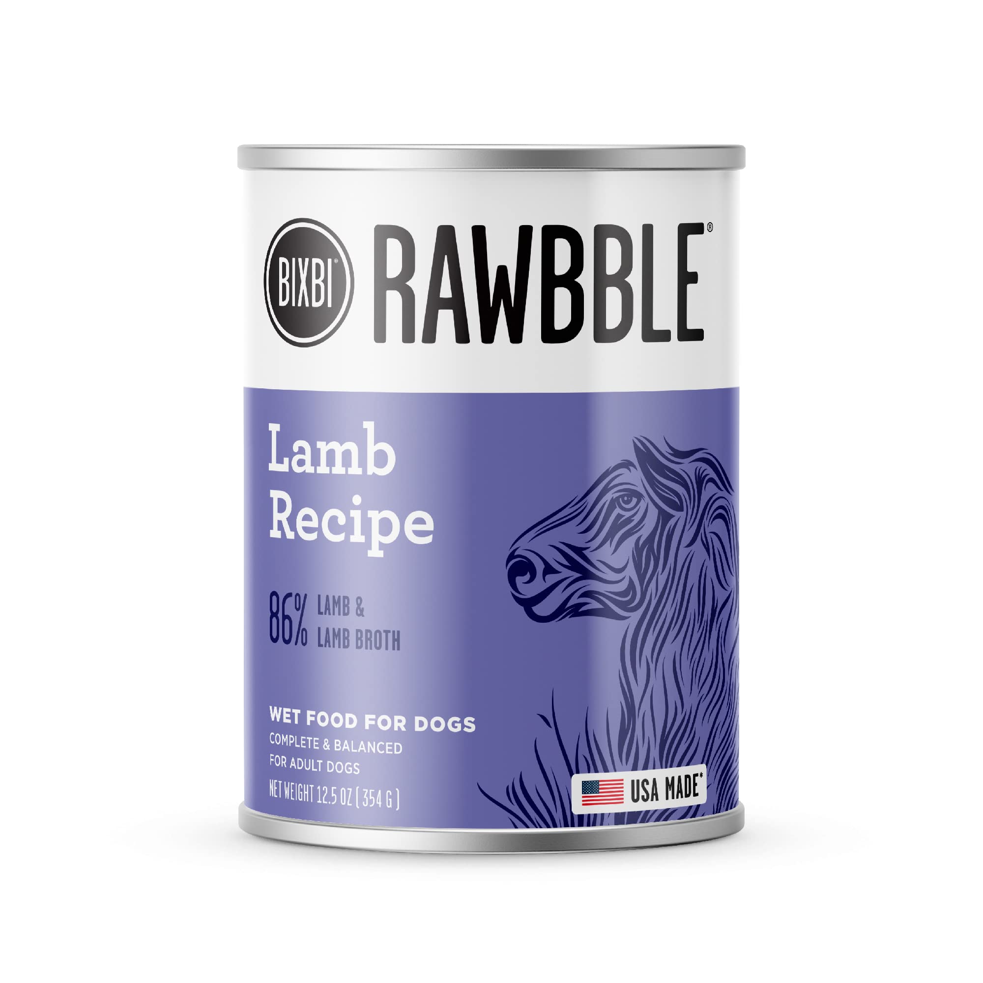 Nourriture humide BIXBI Rawbble agneau pâté en conserve, texture riche et appétente.