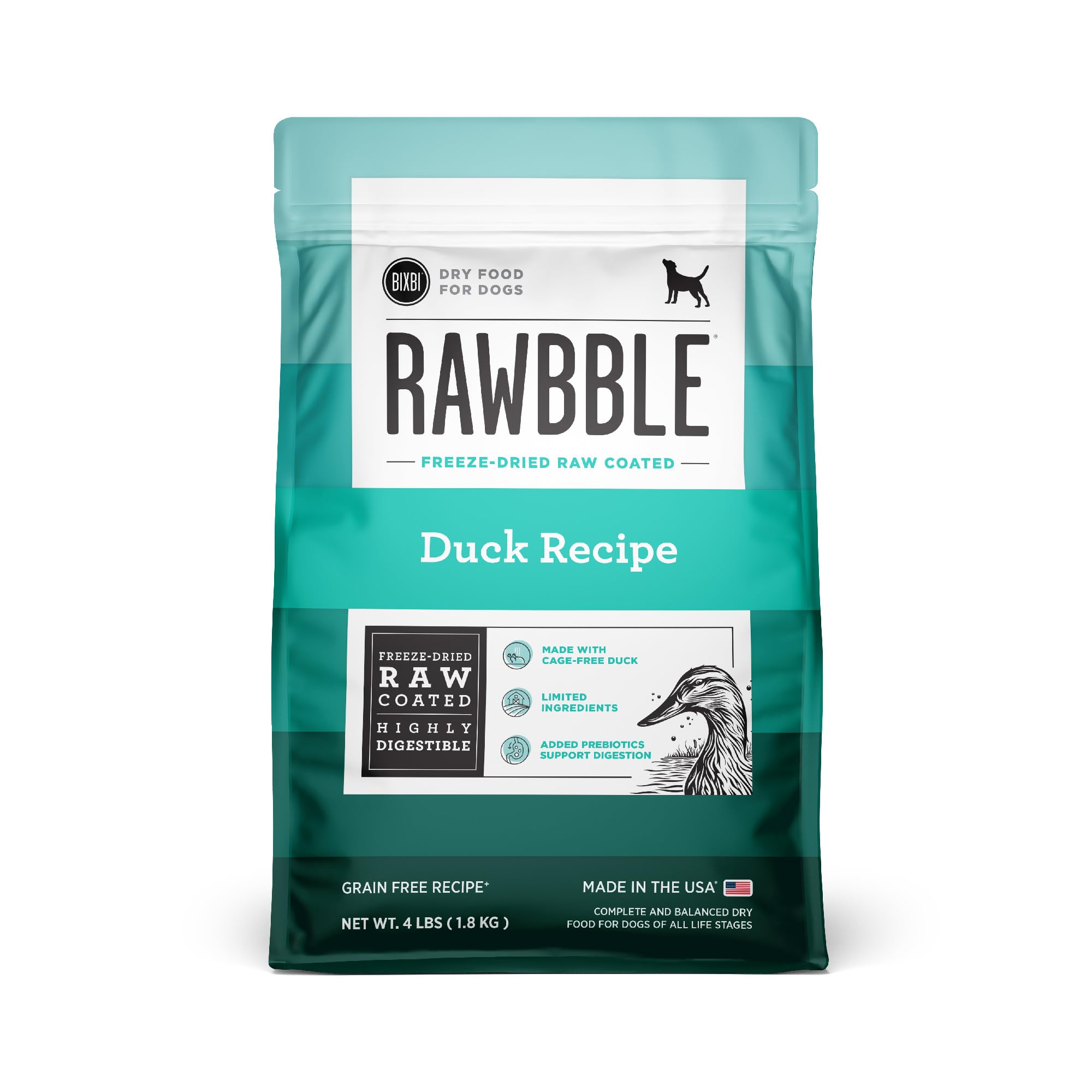 BIXBI Rawbble canard frais – protéine digestible pour chien actif.
