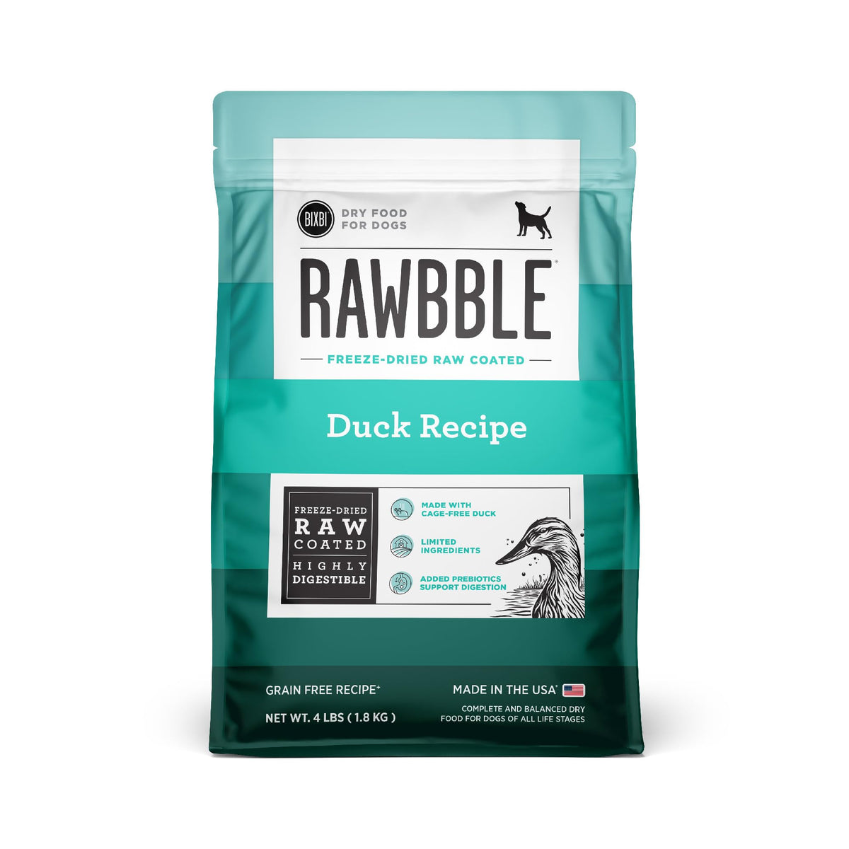 BIXBI Rawbble canard frais – protéine digestible pour chien actif.