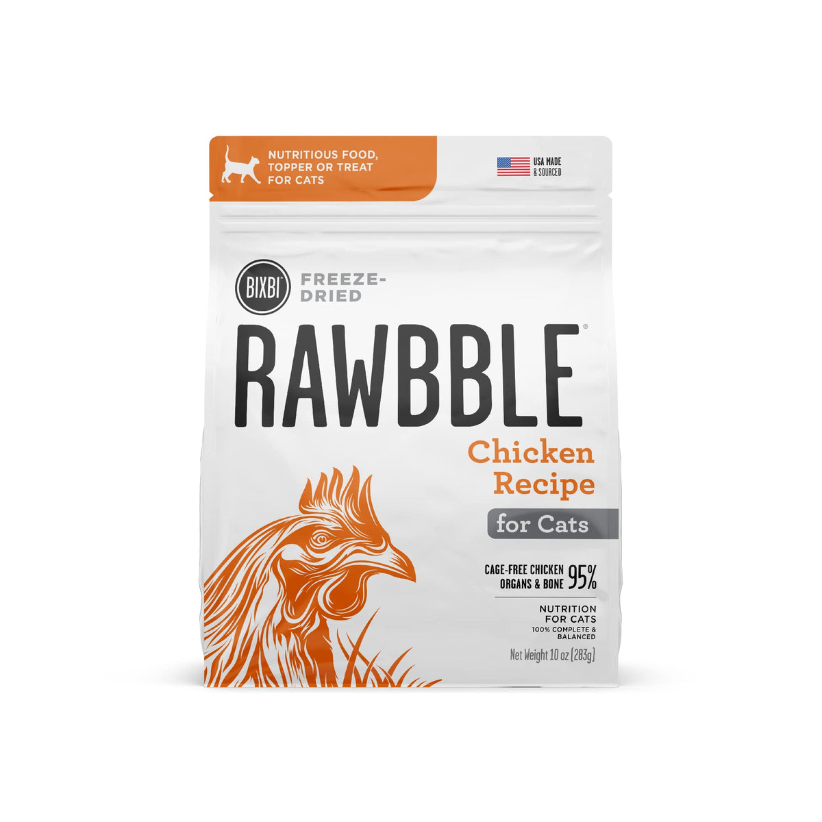BIXBI Rawbble poulet entier, bouchée croquante idéale pour chat, aroma riche.