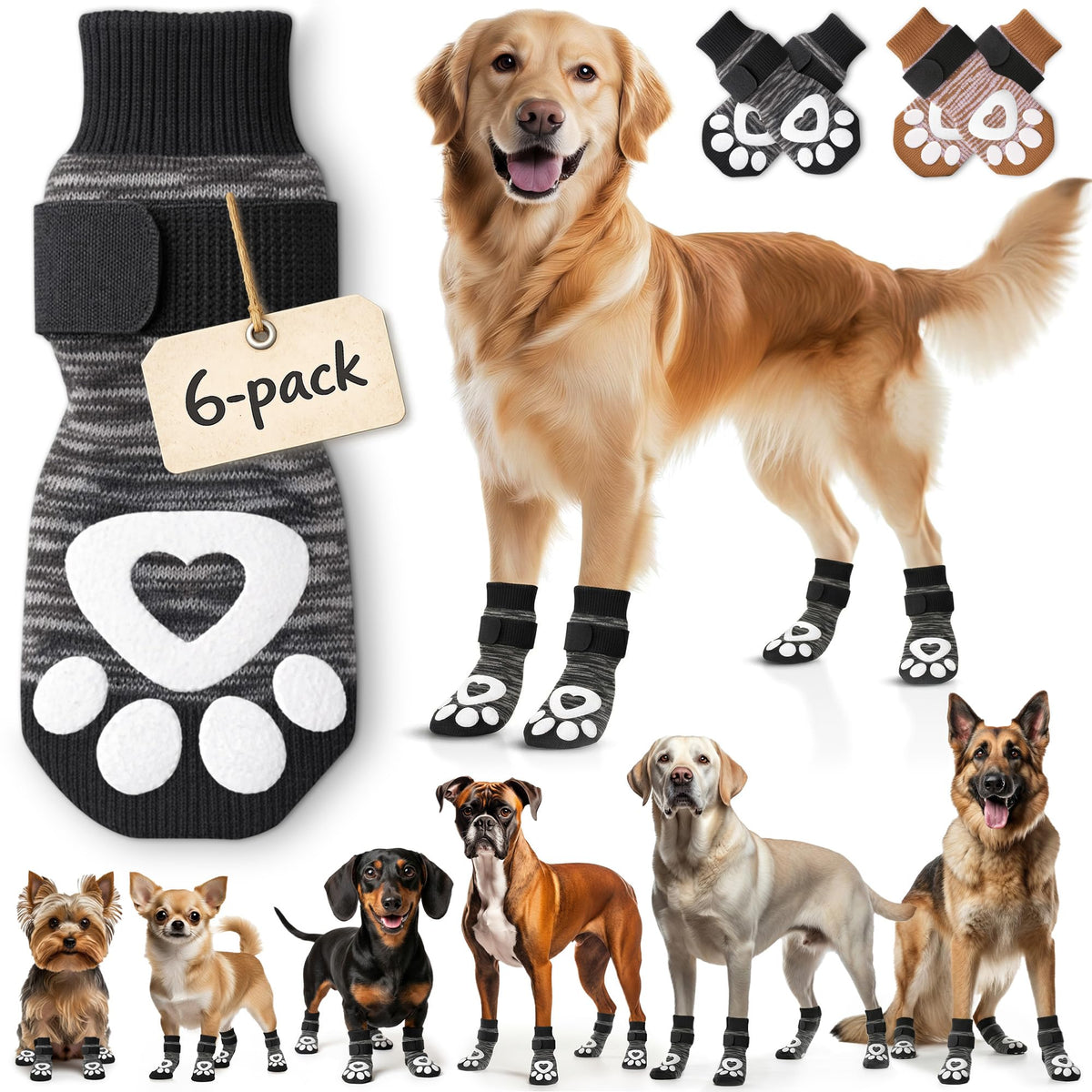 Chaussons bixie anti-derapant offrant traction sur sol dur pour chiens actifs