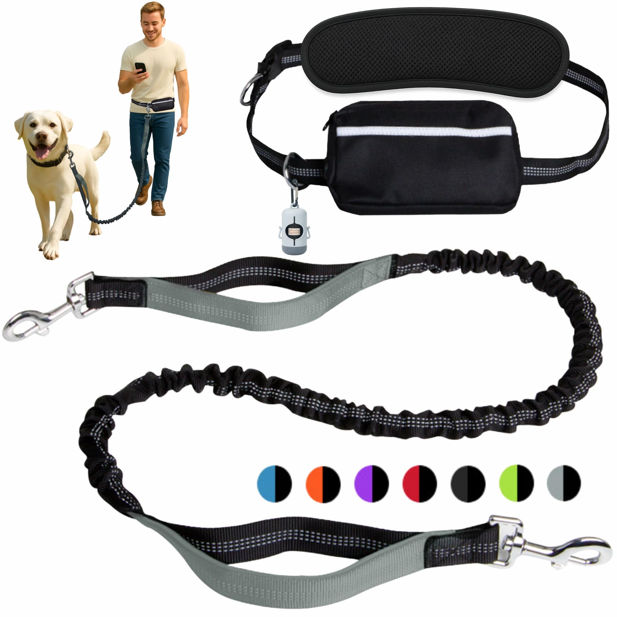 BJDQHKJ Longe main libre pour chien jusqu’à 130 livres, sorties plus fluides.