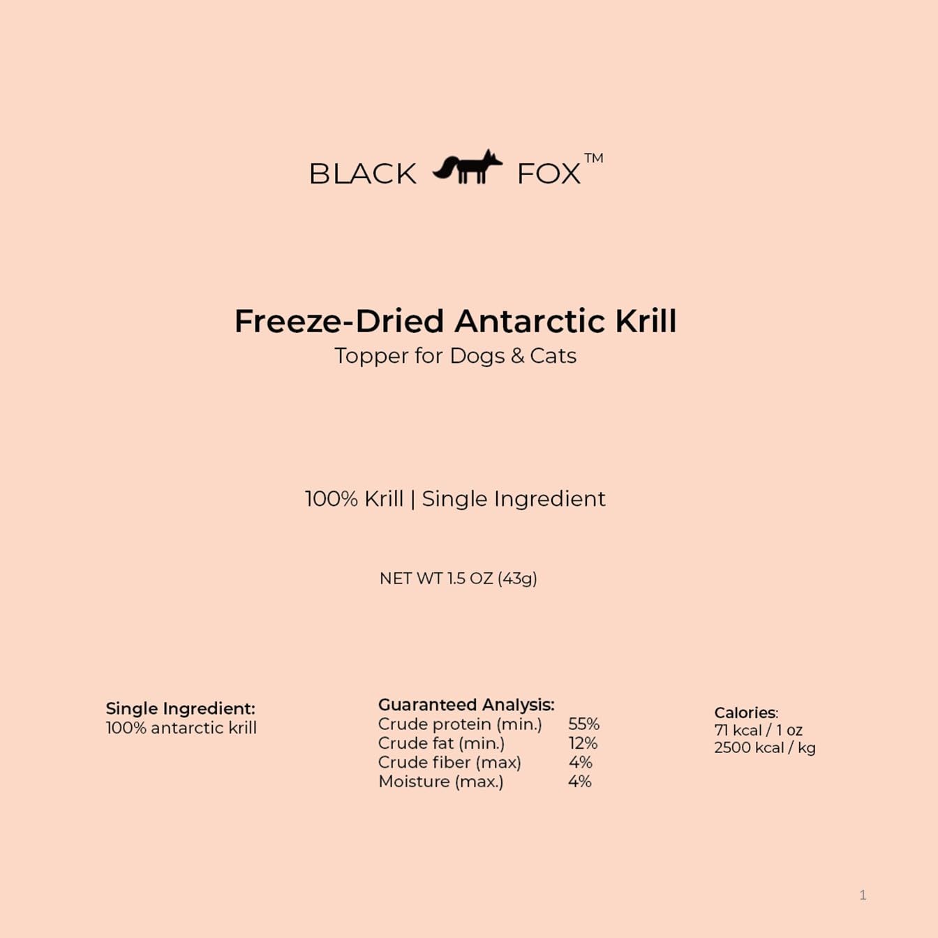 BLACK FOX friandise krill antarctique, utilisation chat, enrichit les repas avec Omega-3.