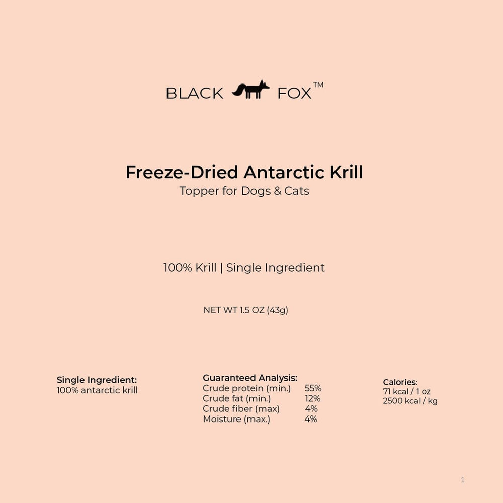BLACK FOX friandise krill antarctique, utilisation chat, enrichit les repas avec Omega-3.