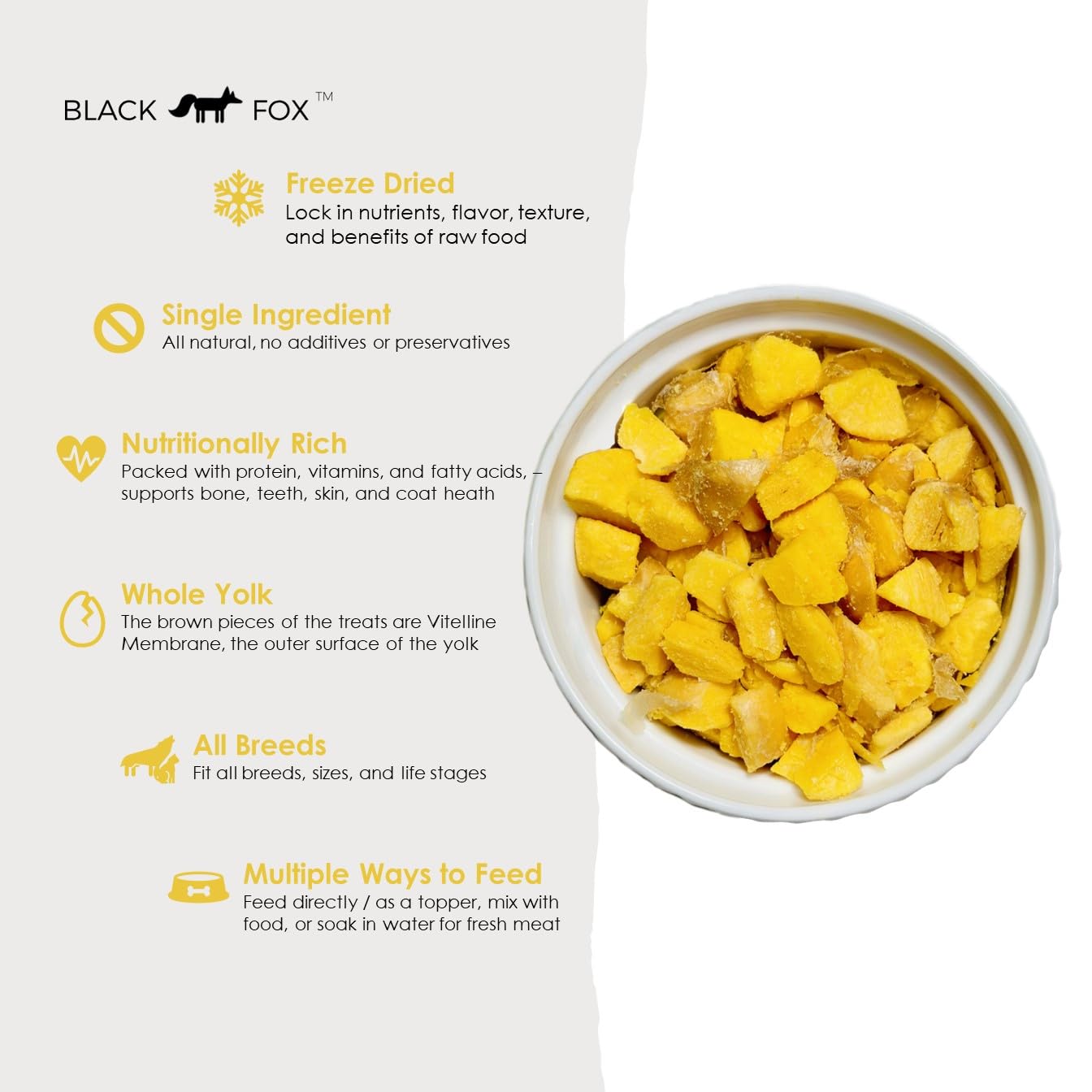 Chien appréciait les croquettes œuf jaune séché BLACK FOX