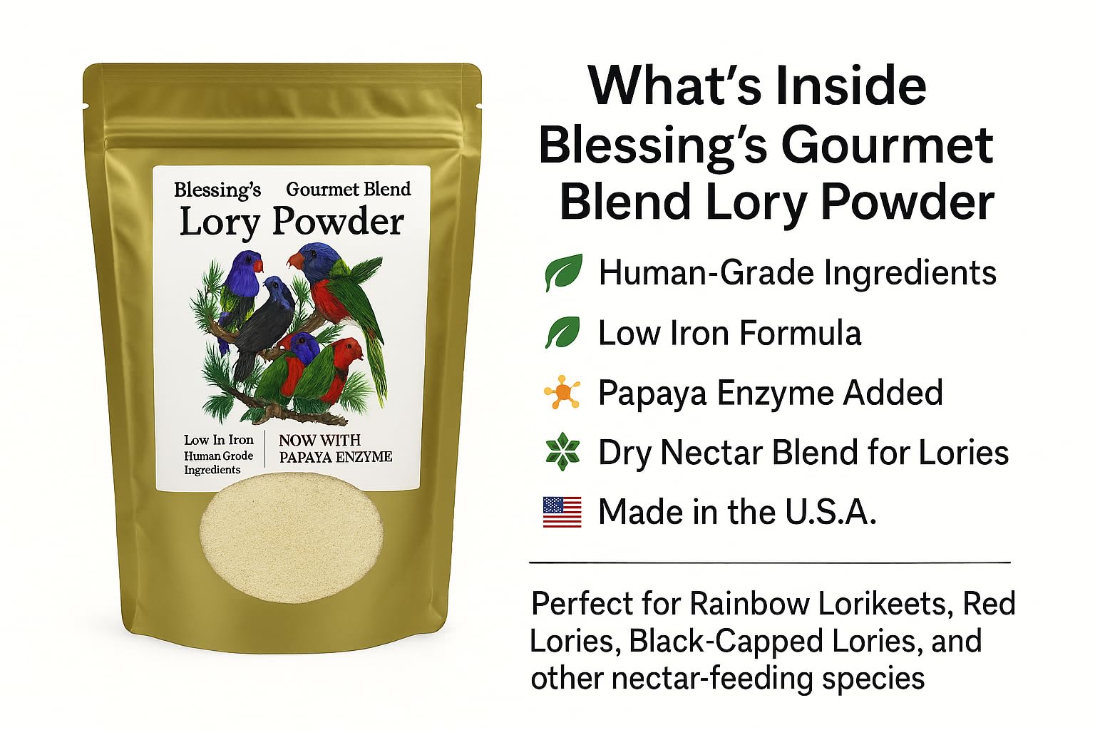Blessings Gourmet Lory - bol prêt à servir et goût apprécié par les oiseaux.