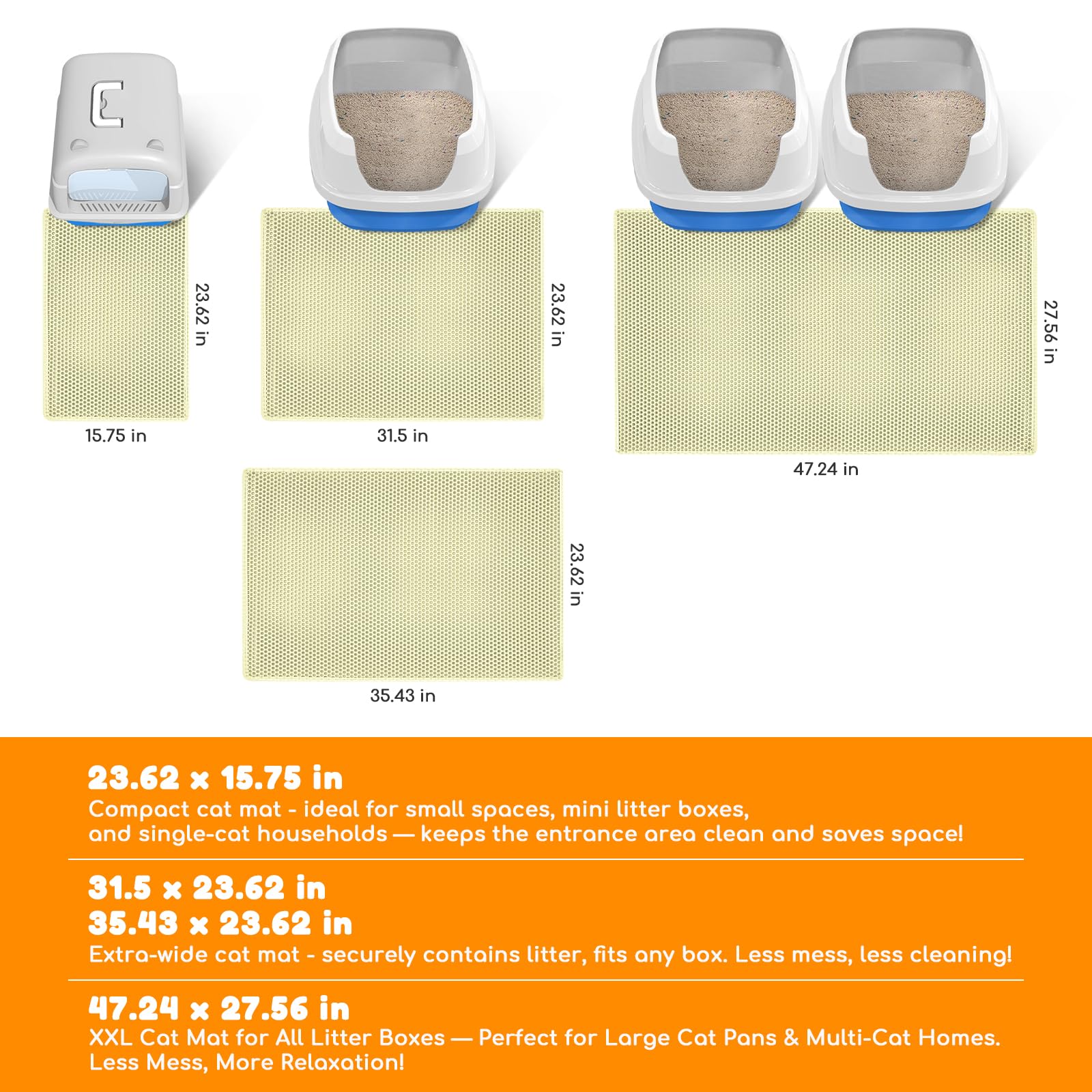 Blissstorm Tapis Litière XXL – base imperméable, protège les sols contre les fuites.