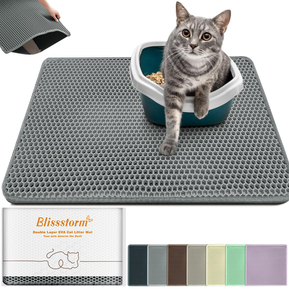 Blissstorm Tapis Litière Chat Double Couche Nid dAbeilles retient les grains.