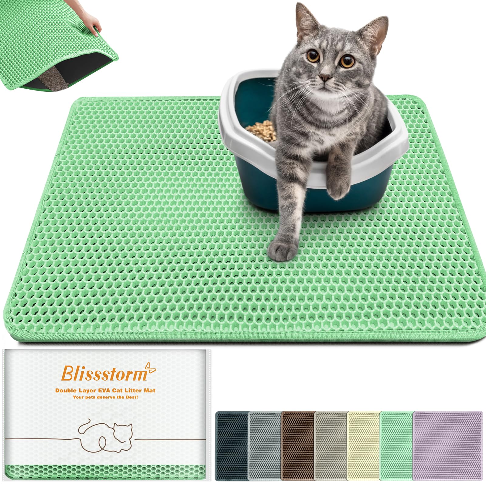 Blissstorm Tapis litière extralarge 47x27, imperméable pour protéger les sols.