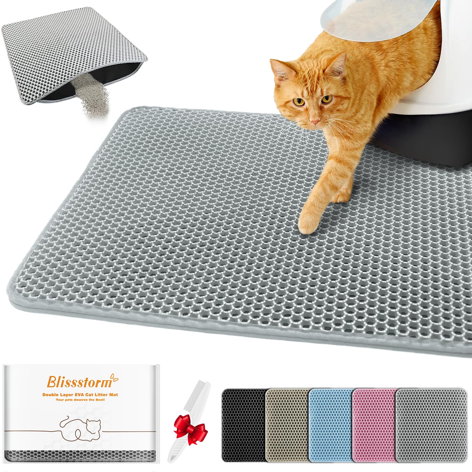 BlissStorm tapis-litiere-impermeable-gris vue d’ensemble protège les sols
