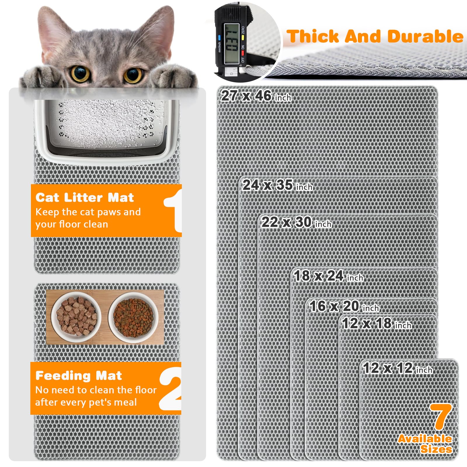 BlissStorm tapis-litiere-impermeable-gris design double couche nid d'abeilles facilite ramassage