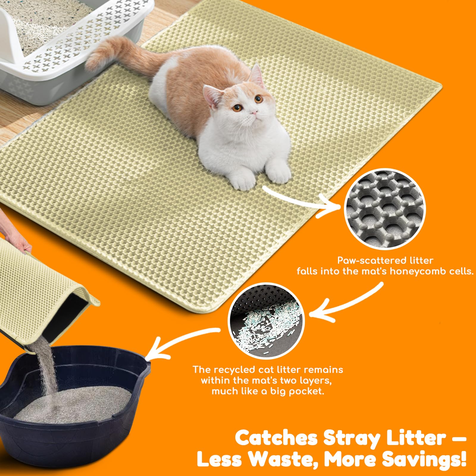 Blissstorm Tapis Litière – polyvalent, peut servir aussi de tapis pour nourriture.