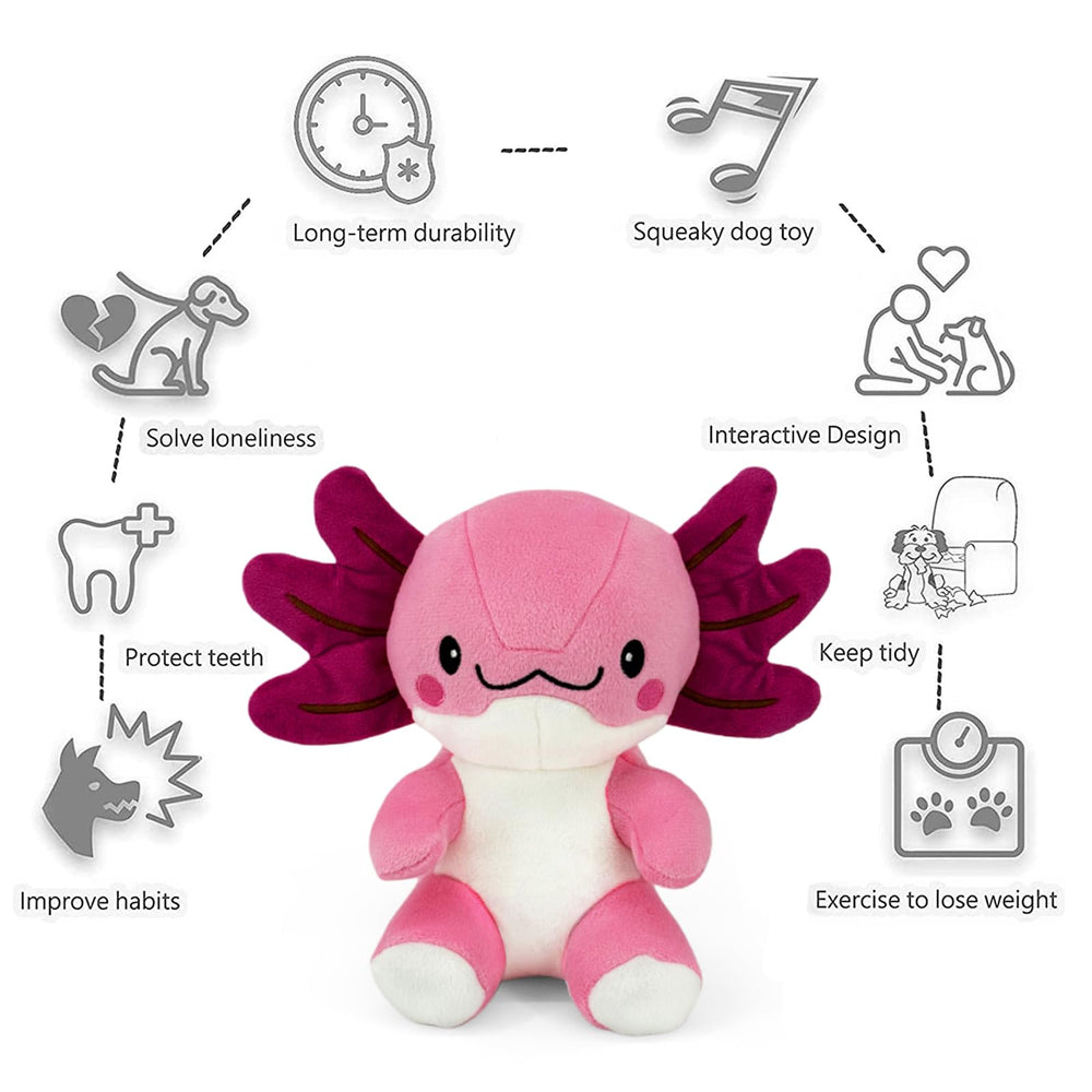 Jouet durable pour chiens Blnboimrun axolotl, idéal pour jeux de tirage et récupération.