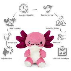 Jouet durable pour chiens Blnboimrun axolotl, idéal pour jeux de tirage et récupération.