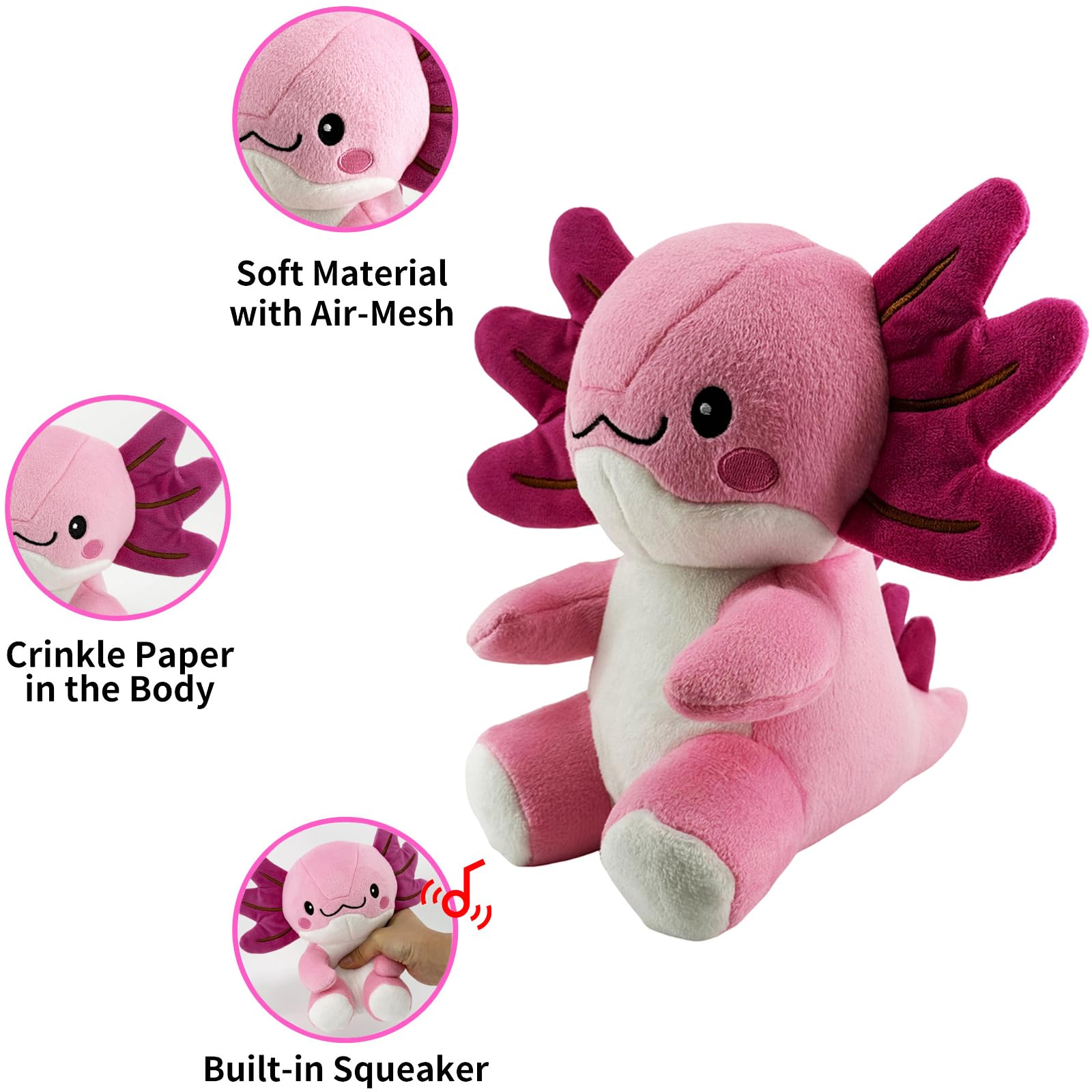 Jouet doux pour dents Blnboimrun axolotl, idéale pour réconforter et mastiquer sans danger.