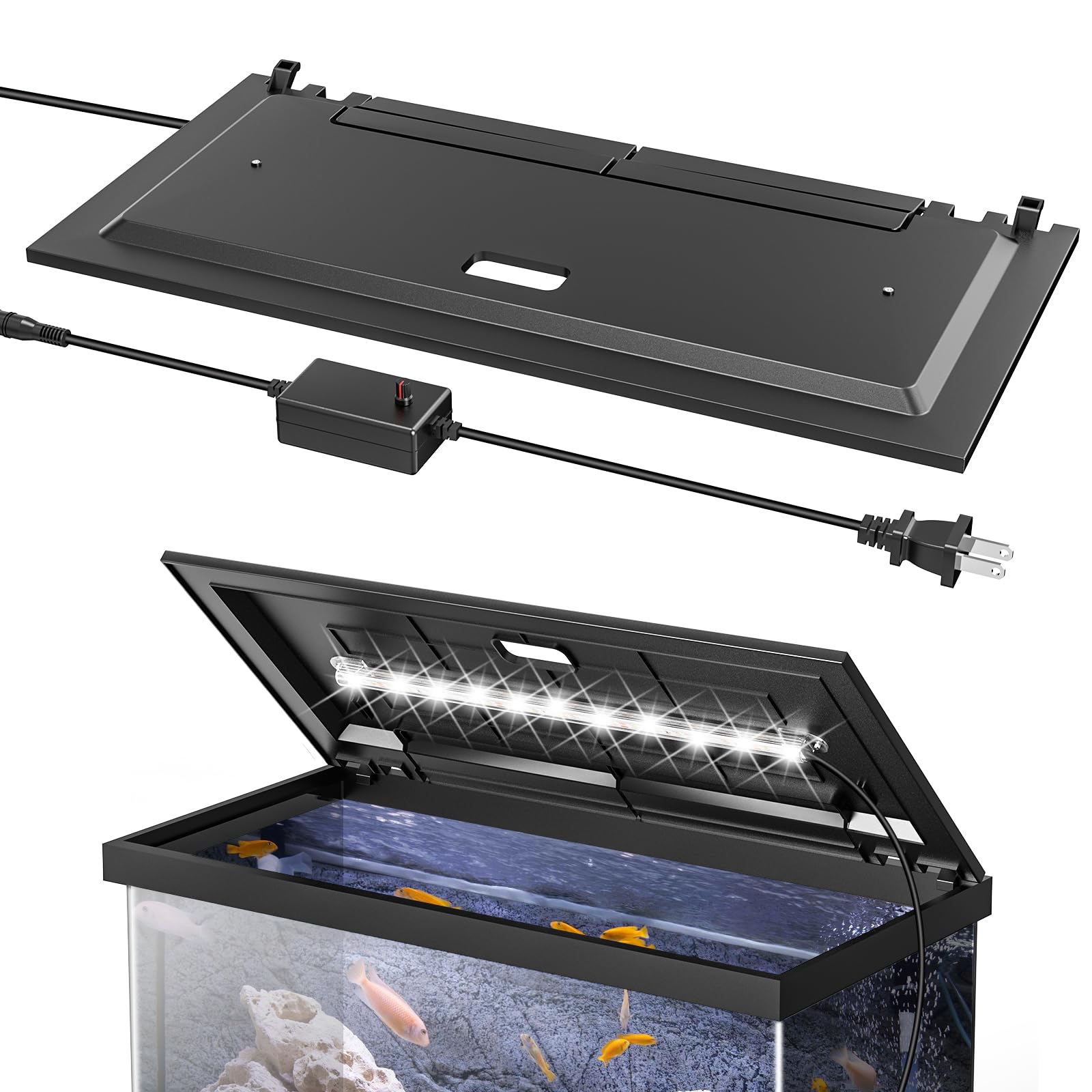 Capot LED Blosail pour aquarium 24 pouces, protection et éclairage sécurisant
