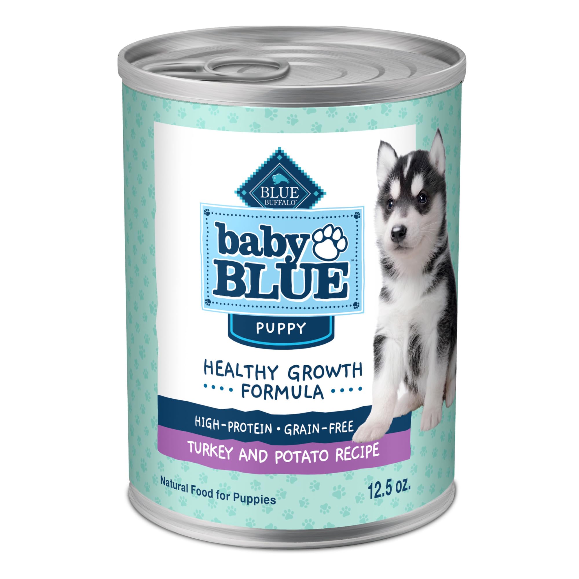 Blue Buffalo Baby BLUE conserve chiots dinde et légumes, favorise croissance et énergie.