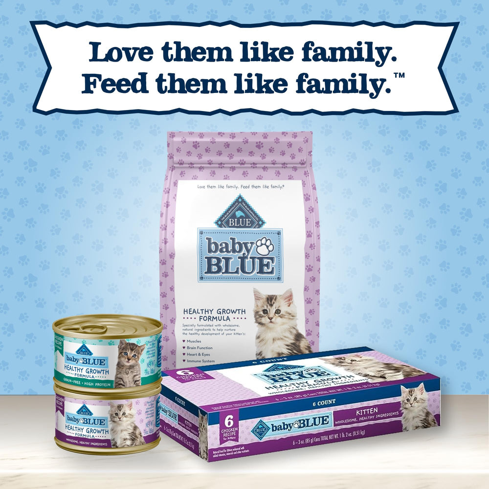 Blue Buffalo Baby Blue emballage mis en valeur: informations claires sur les ingrédients.