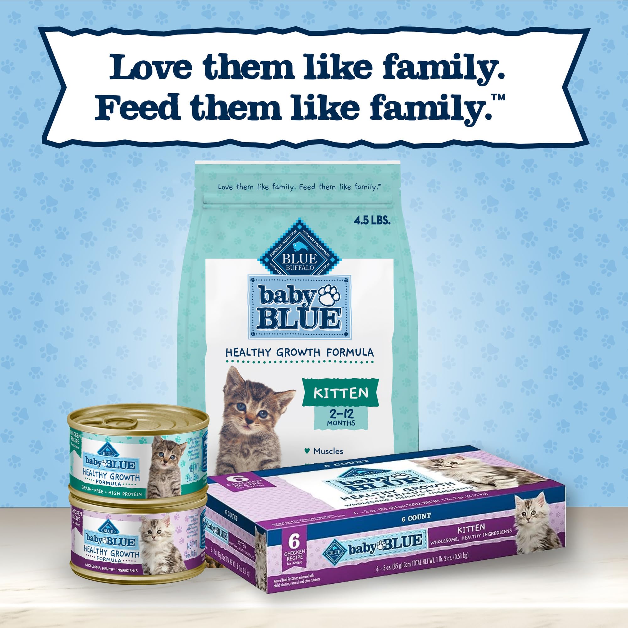 Blue Buffalo Baby BLUE goût poulet – goût savoureux apprécié par les chatons.