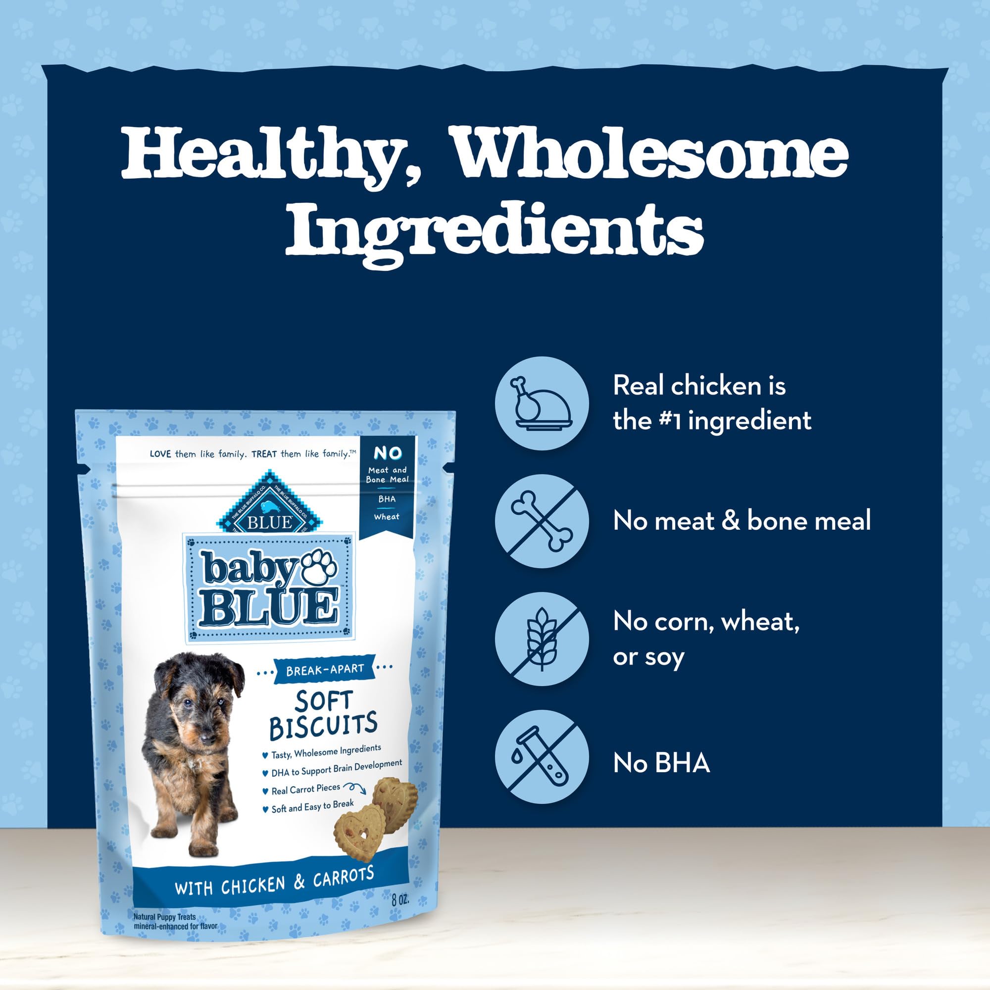 Blue Buffalo Baby BLUE biscuits mous, récompense parfaite lors des séances de dressage.