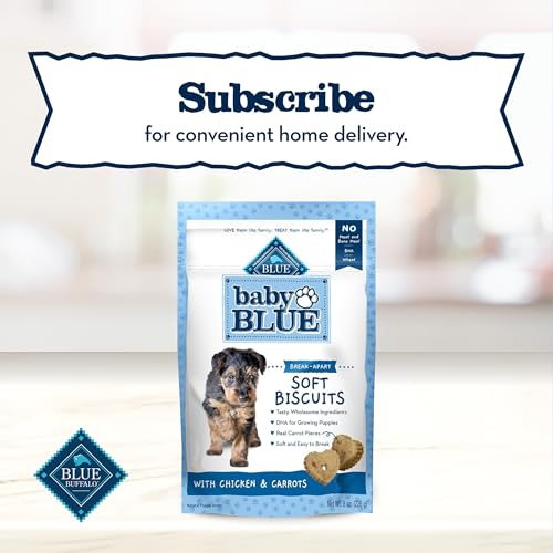 Blue Buffalo Baby BLUE biscuits mous, sans sous-produits et recette naturelle.