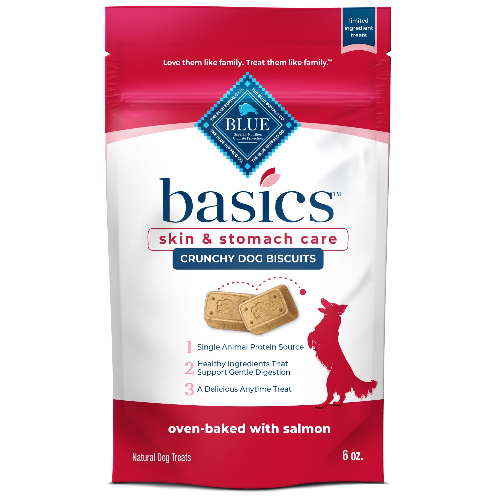 Blue Buffalo Basics biscuits croustillants au saumon, récompense savoureuse pour tous les chiens
