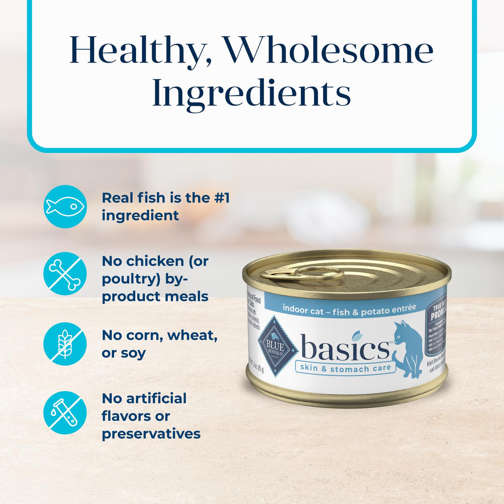 Blue Buffalo Basics boîte 85 g de poisson, repas pratique.