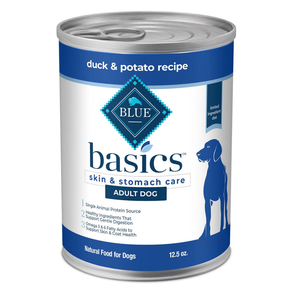 Blue Buffalo Basics: emballage regroupant douze conserves de 12,5 oz pour repas faciles.