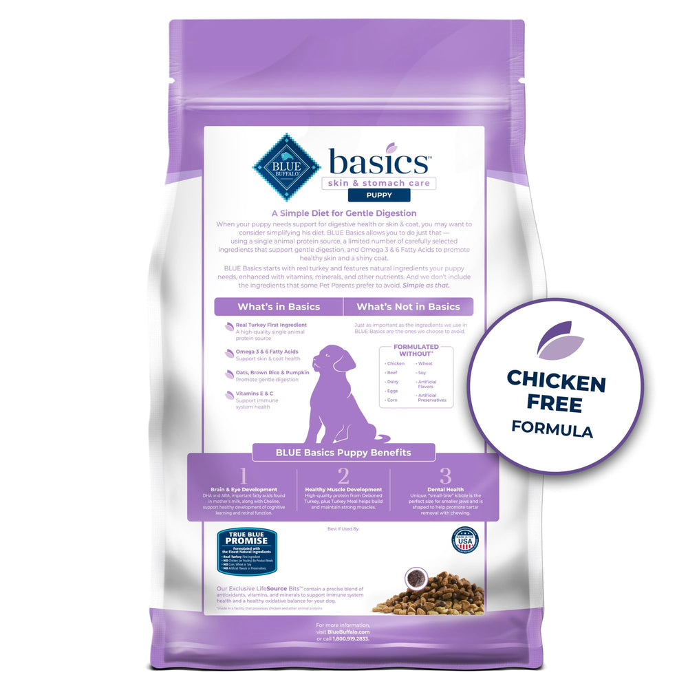 Blue Buffalo Basics chiot : digestion douce grâce au DHA et ARA.
