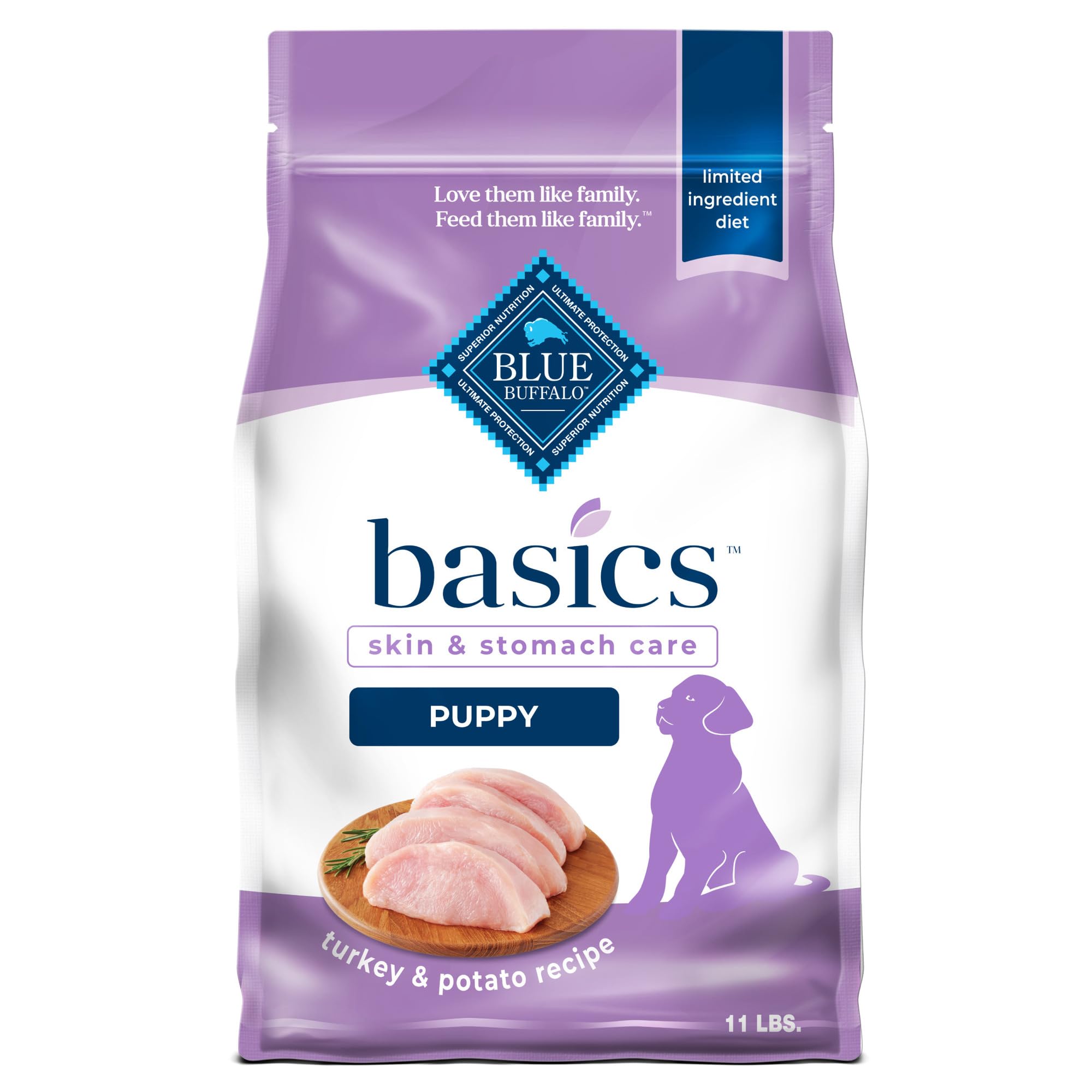 Blue Buffalo Basics chiot : croquettes à la dinde comme premier ingrédient, soutenant les muscles.