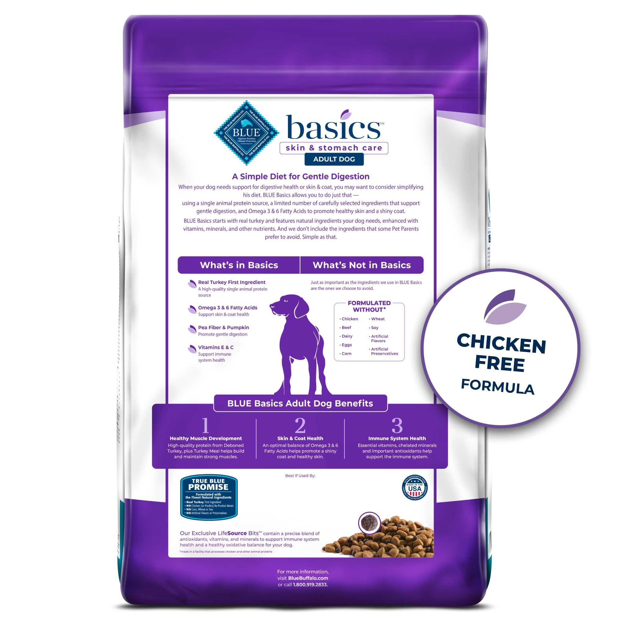 Blue Buffalo Basics croquettes dinde dans un bol appétissant