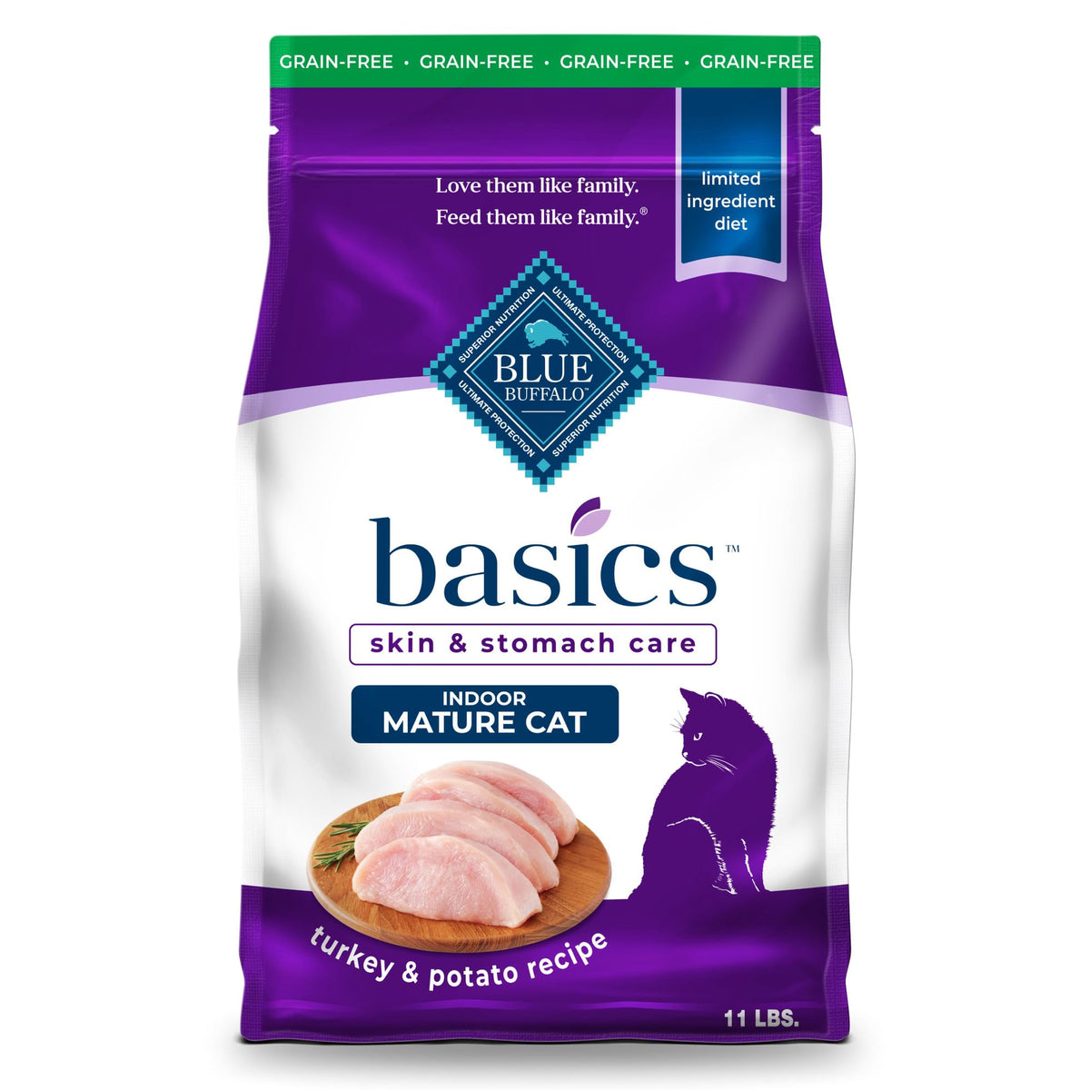 Blue Buffalo Basics dinde-patate sac 11 lb pour chat mature intérieur