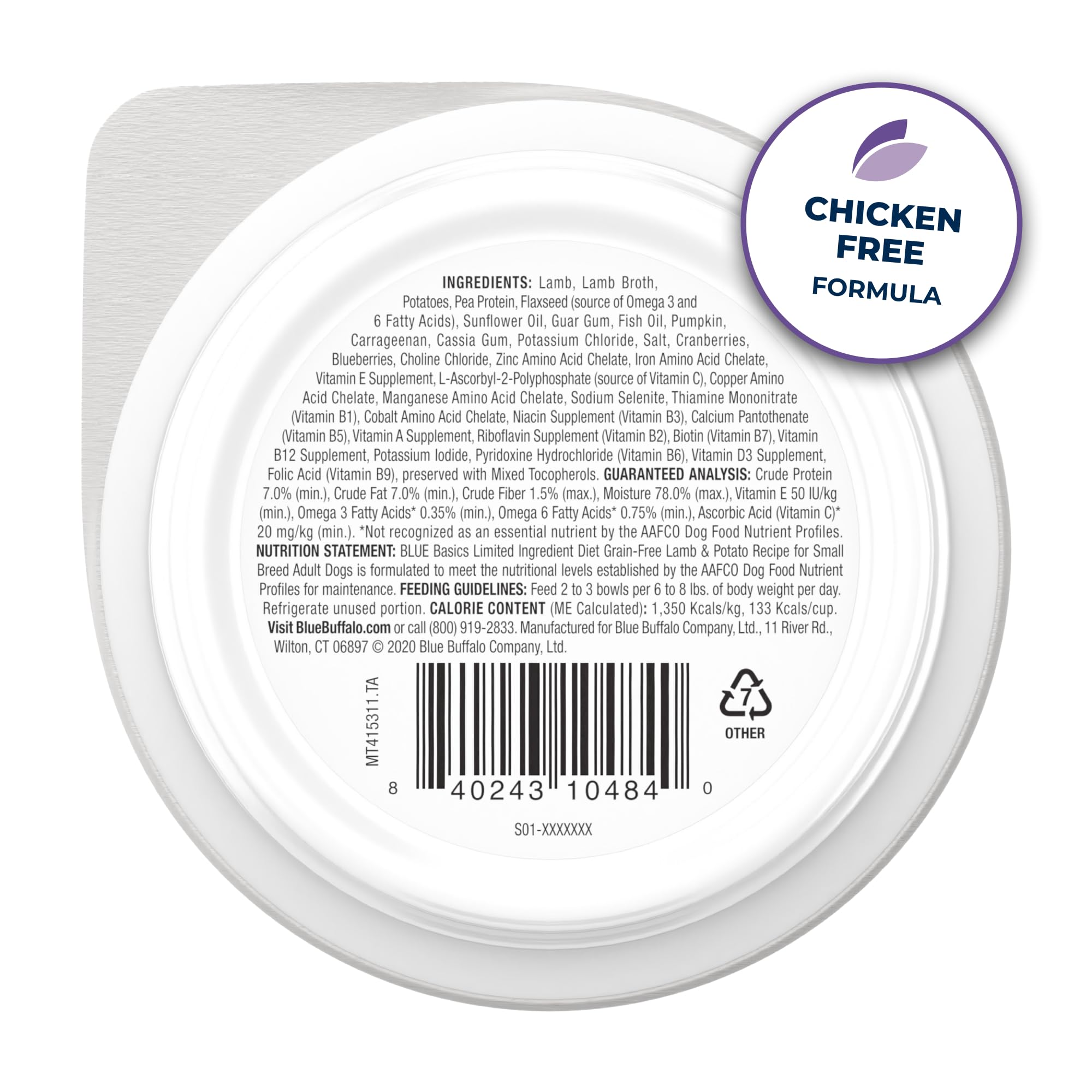Blue Buffalo Basics, formule petite race sans grains, adaptée à un petit compagnon actif.