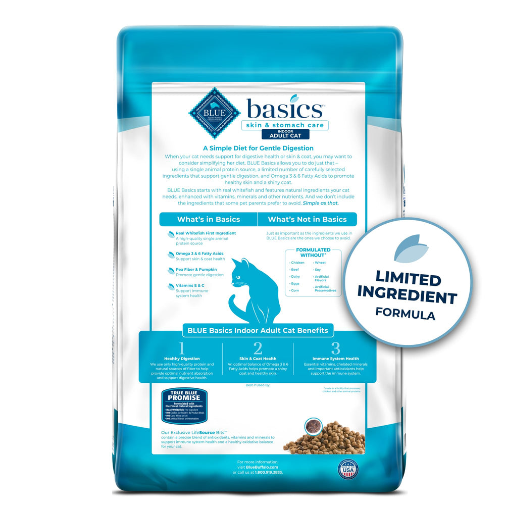 Blue Buffalo Basics: premier ingrédient poisson, promesse de protéine de qualité.