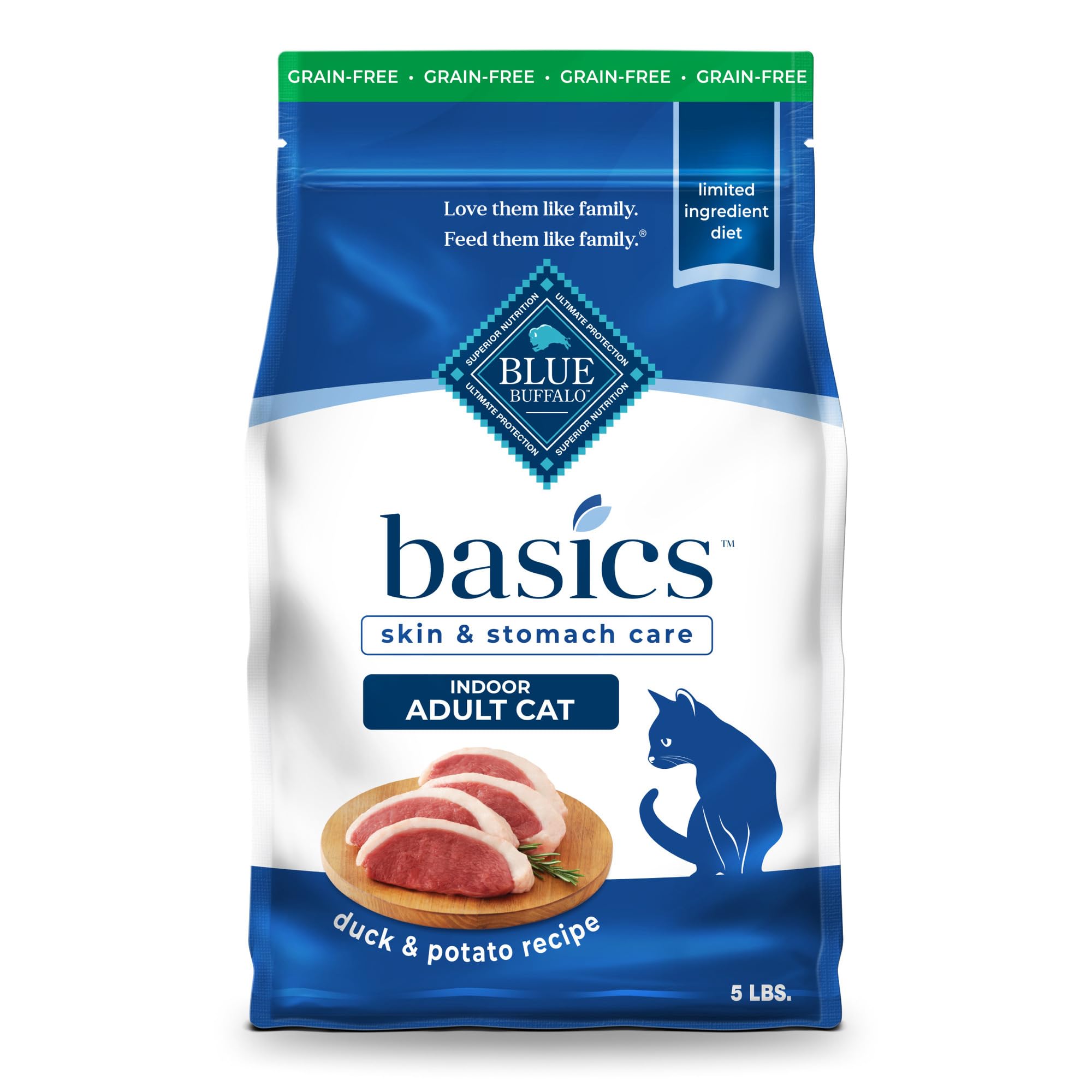Blue Buffalo Basics Canard et Pomme de Terre, sac de 5 livres, digestion potentielle plus douce.
