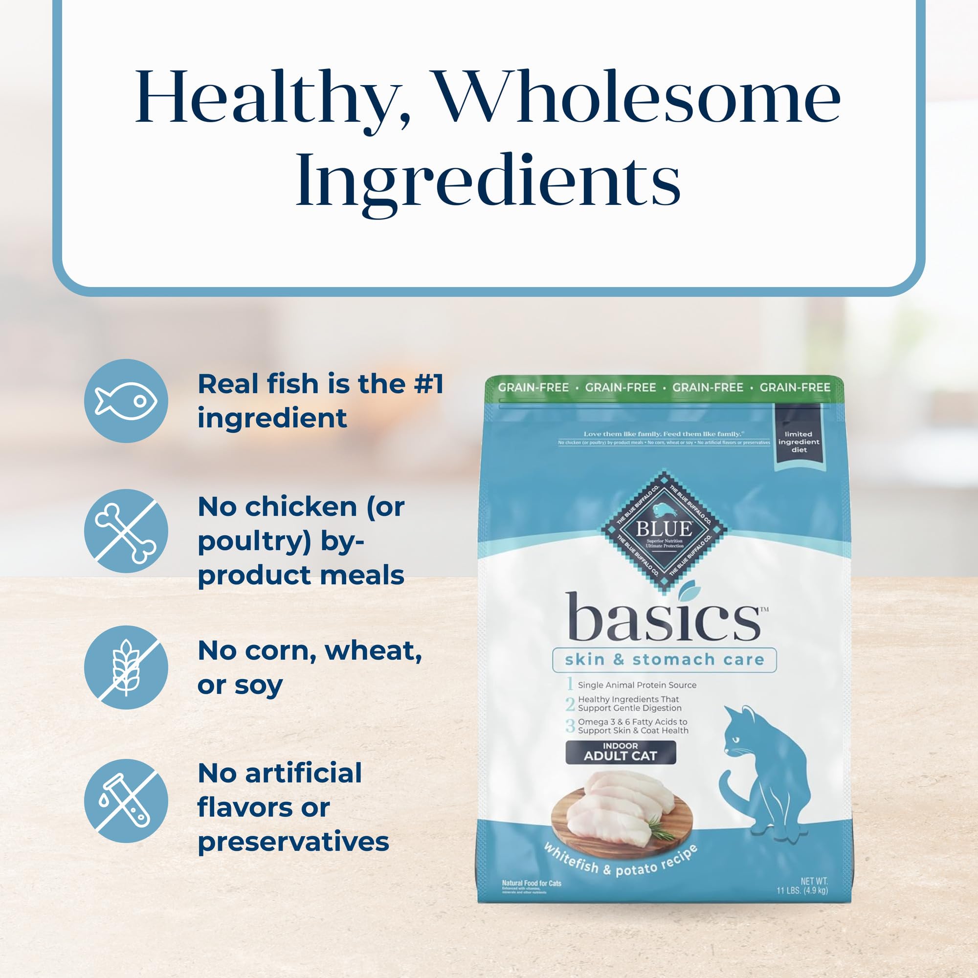 Blue Buffalo Basics: sans cereales ni soja pour une alimentation plus simple.