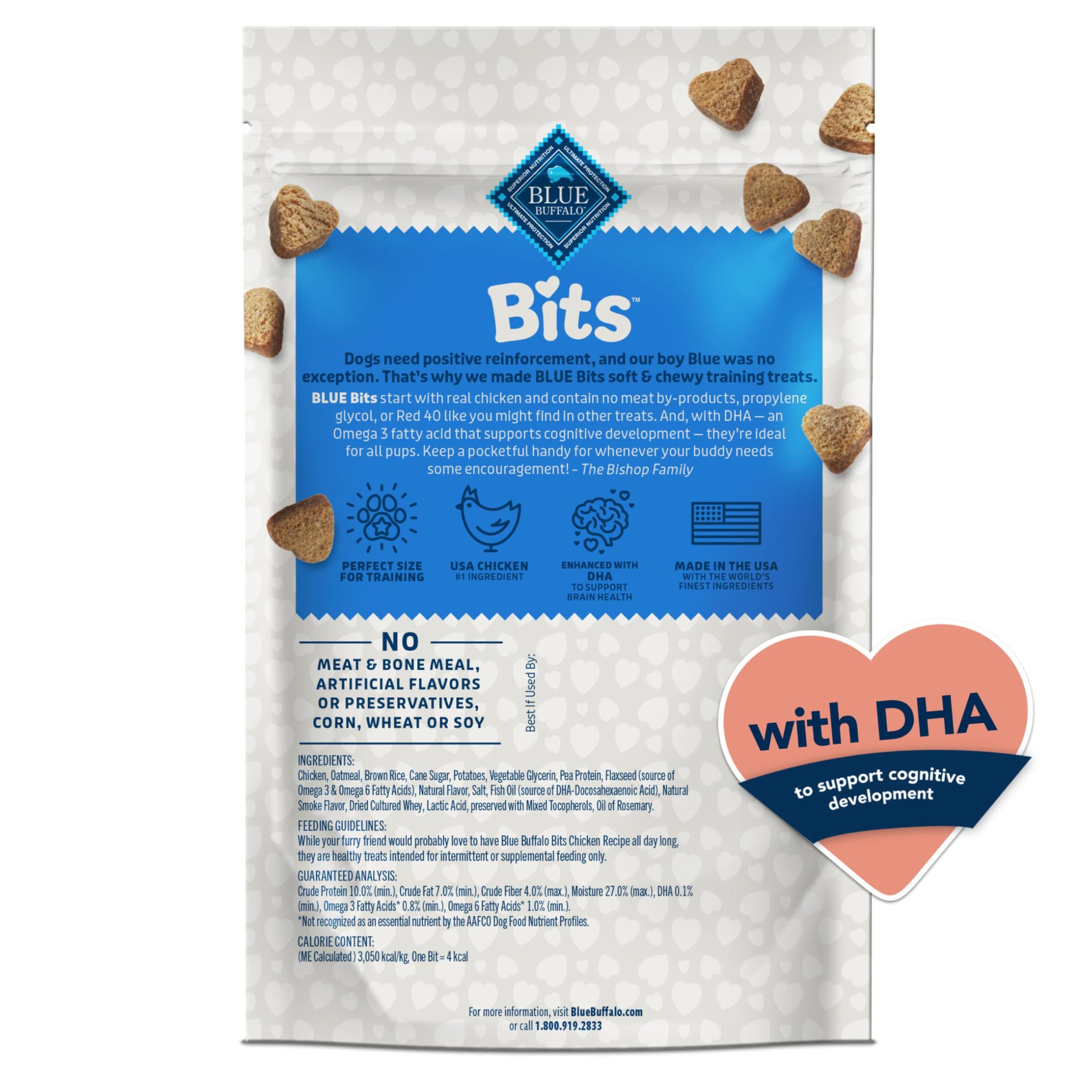 Blue Buffalo Bits petits morceaux tendres, parfaits pour séances d’entraînement.
