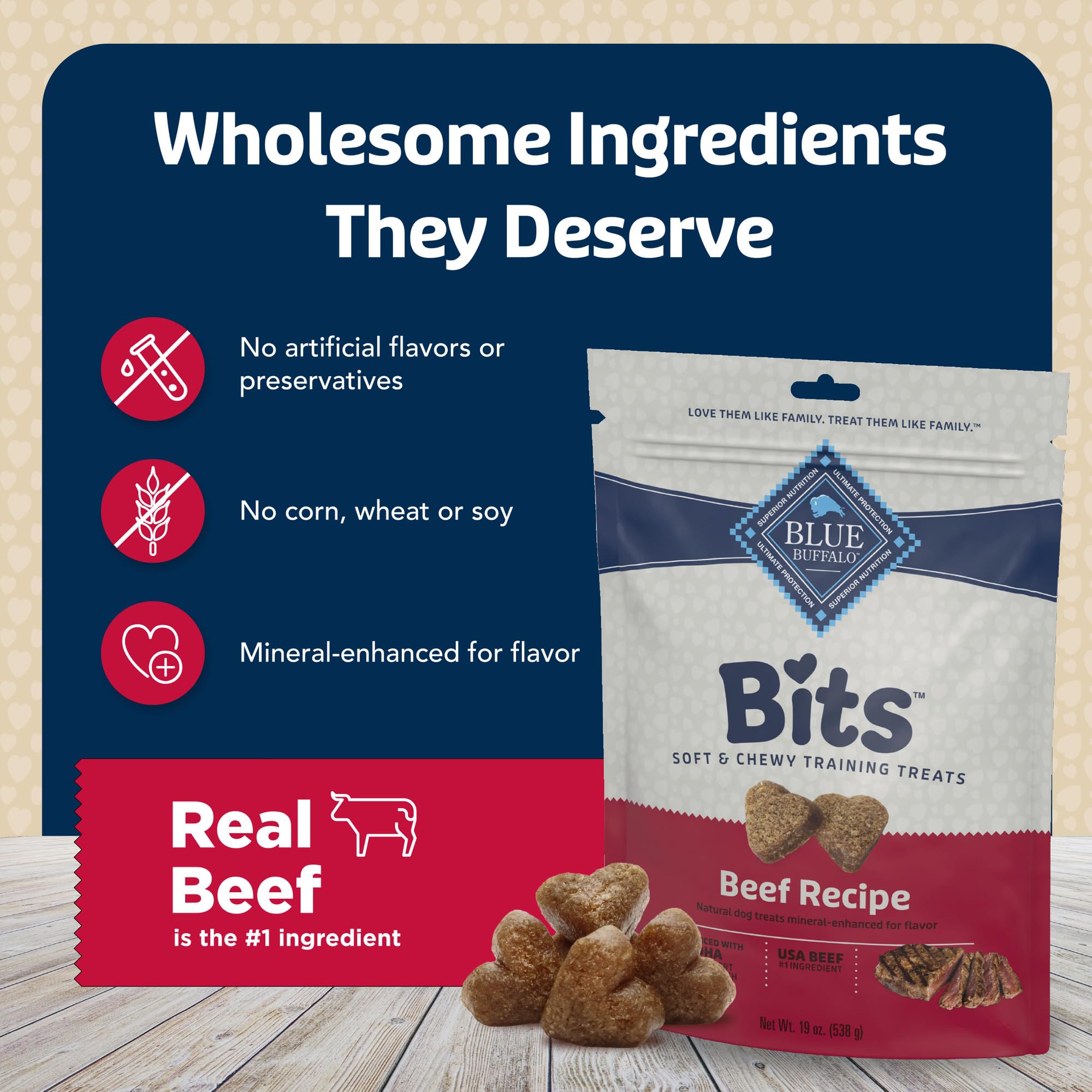 Blue Buffalo Bits sachet 19 oz - pratique pour l'entraînement.