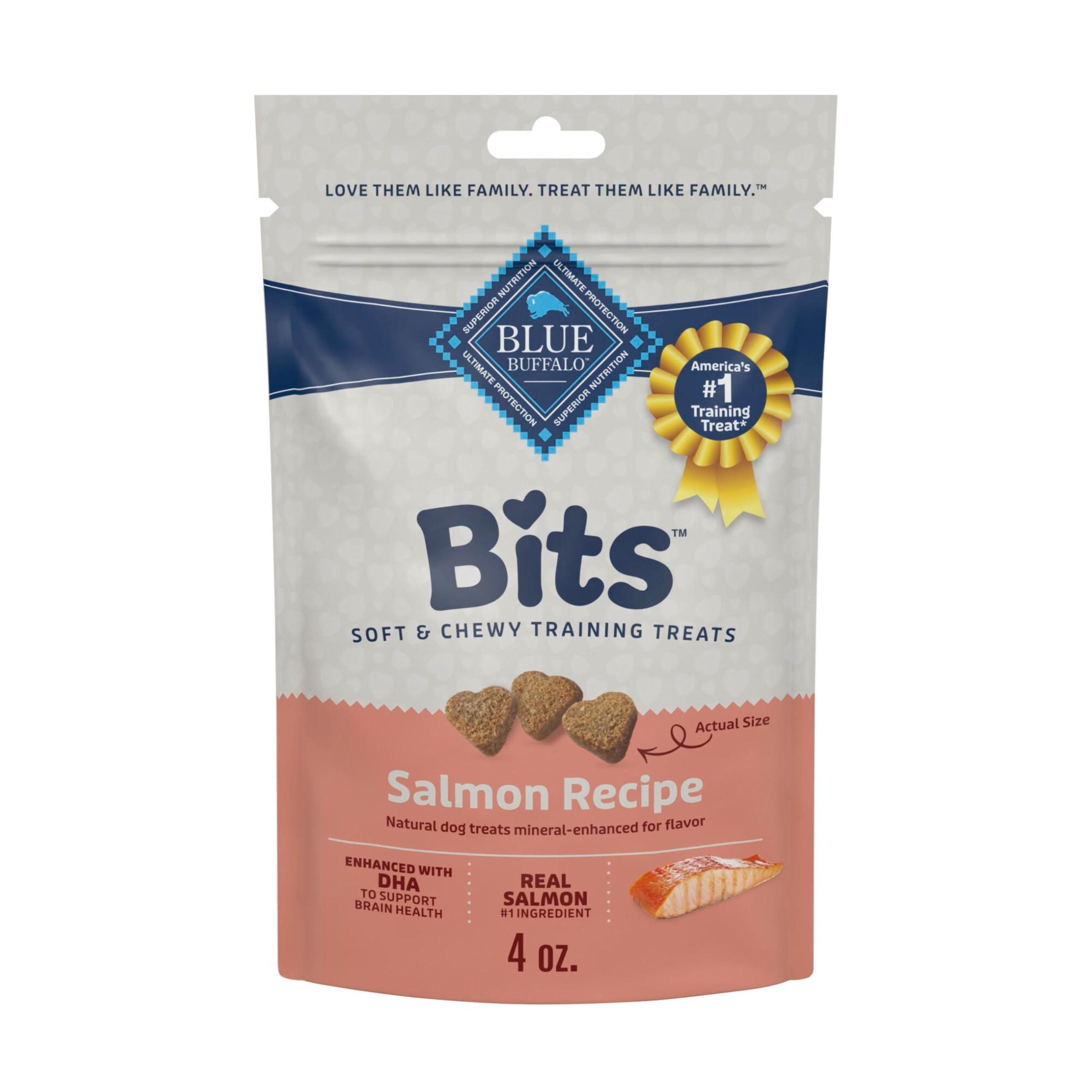 Blue Buffalo Bits Soft-Moist au saumon: premier ingrédient saumon, idéal pour l'entraînement.