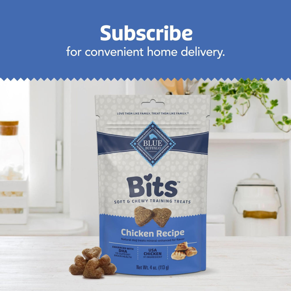 Petits morceaux Blue Buffalo Bits, idéale récompense pendant l’entraînement quotidien.