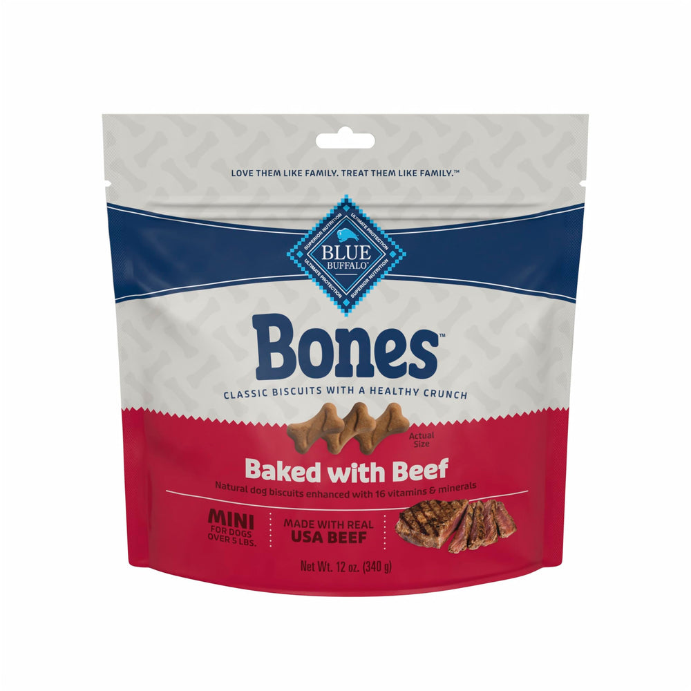 Blue Buffalo Bones boeuf mini biscuits sac 340 g croquant et facile à partager