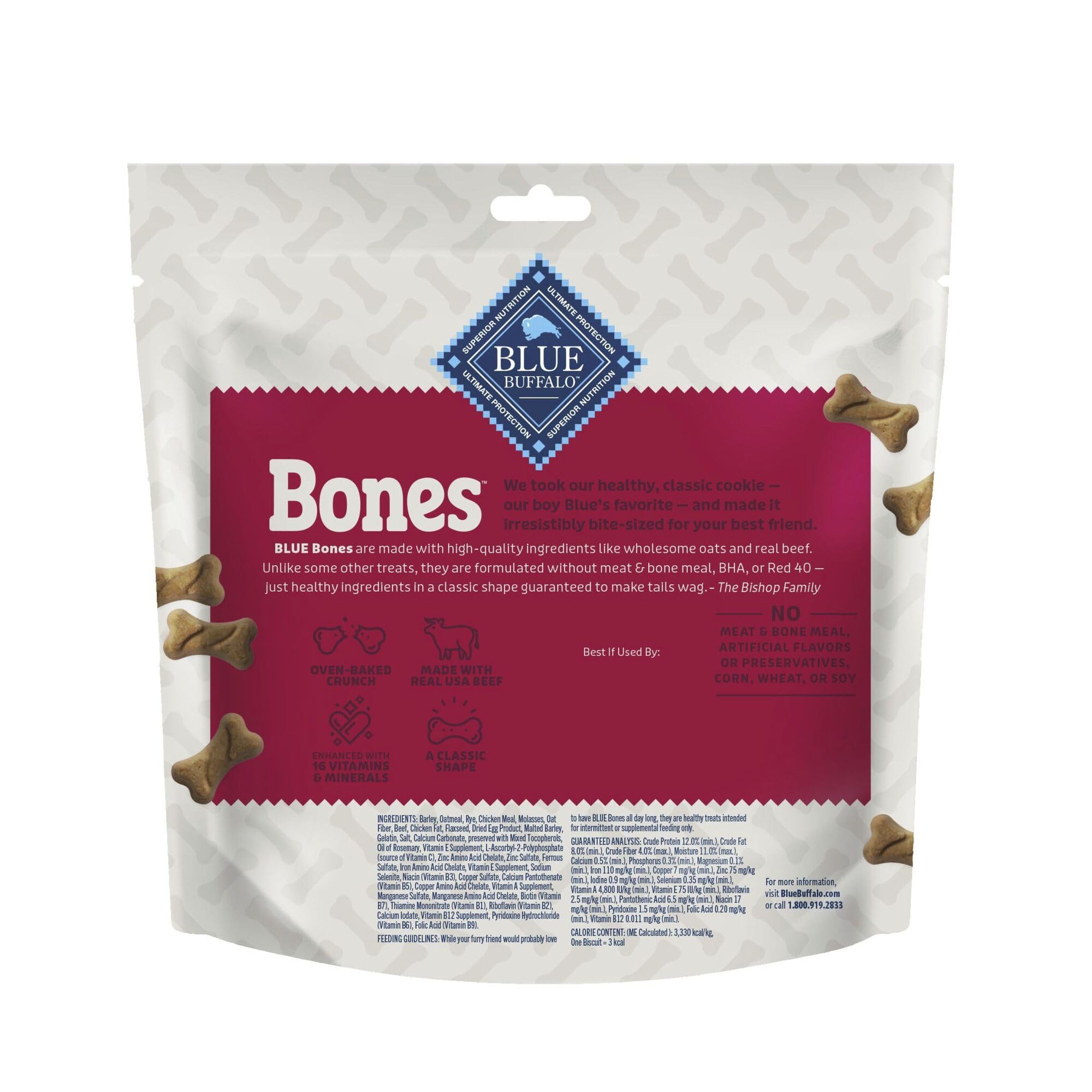 Blue Buffalo Bones boeuf mini biscuits forme-os texture croquante attrayante