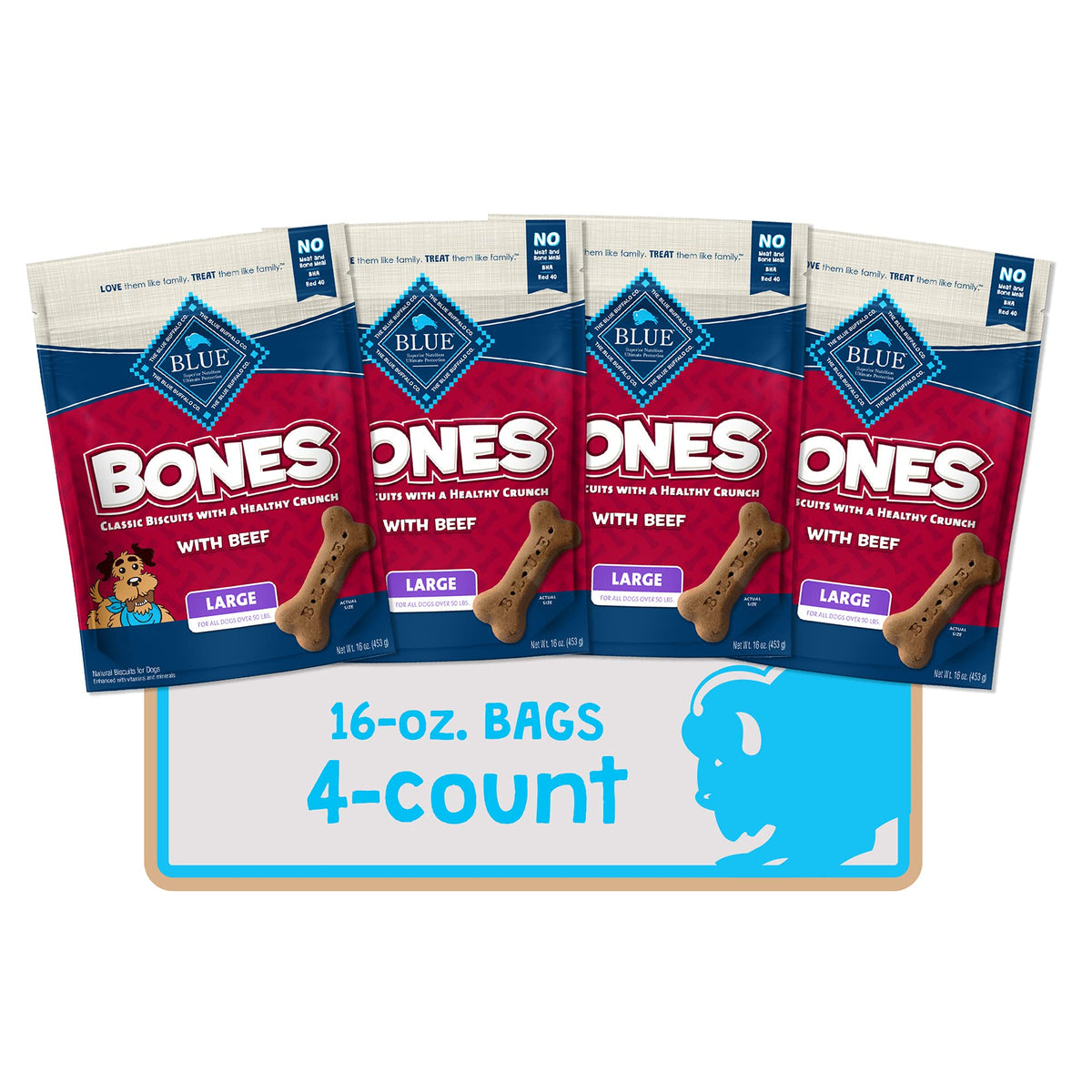 Blue Buffalo Bones – os naturel croquant au bœuf pour chien actif.