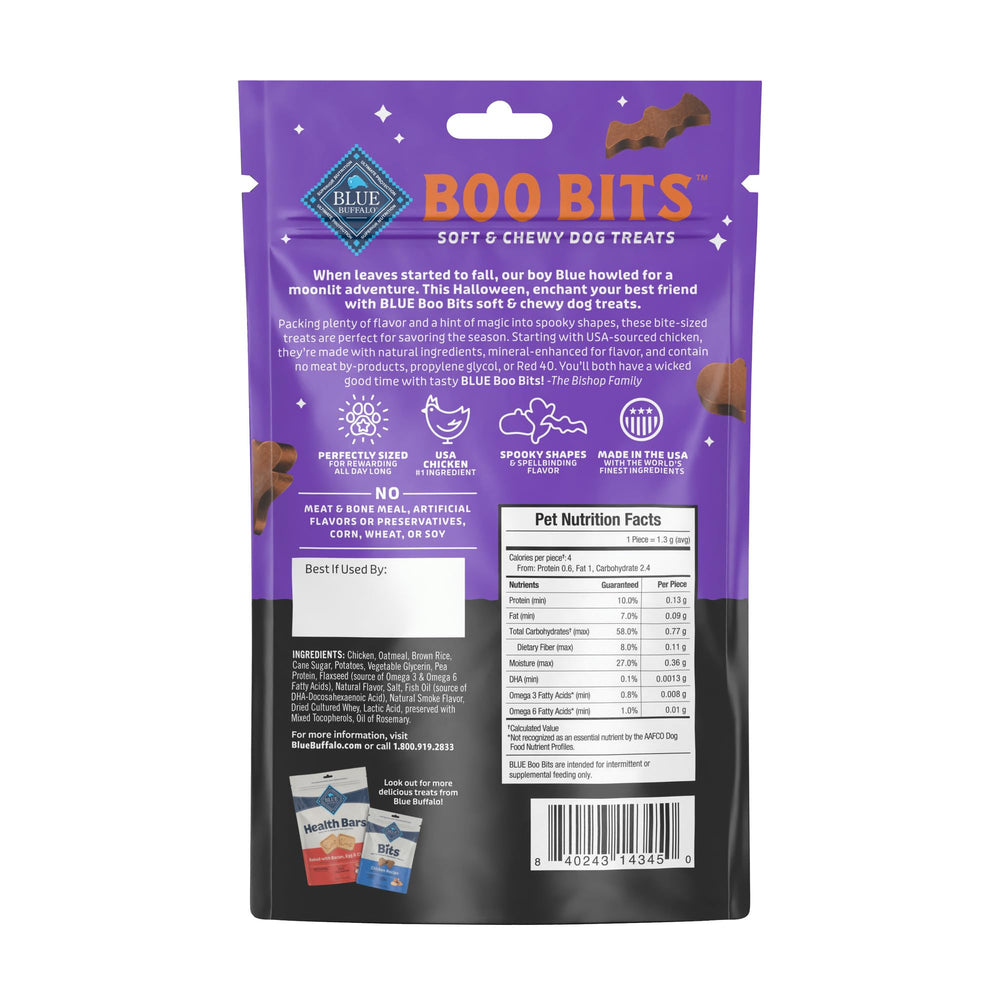 Blue Buffalo Boo Bits emballage fête d'Halloween, parfait pour partager pendant les jeux.