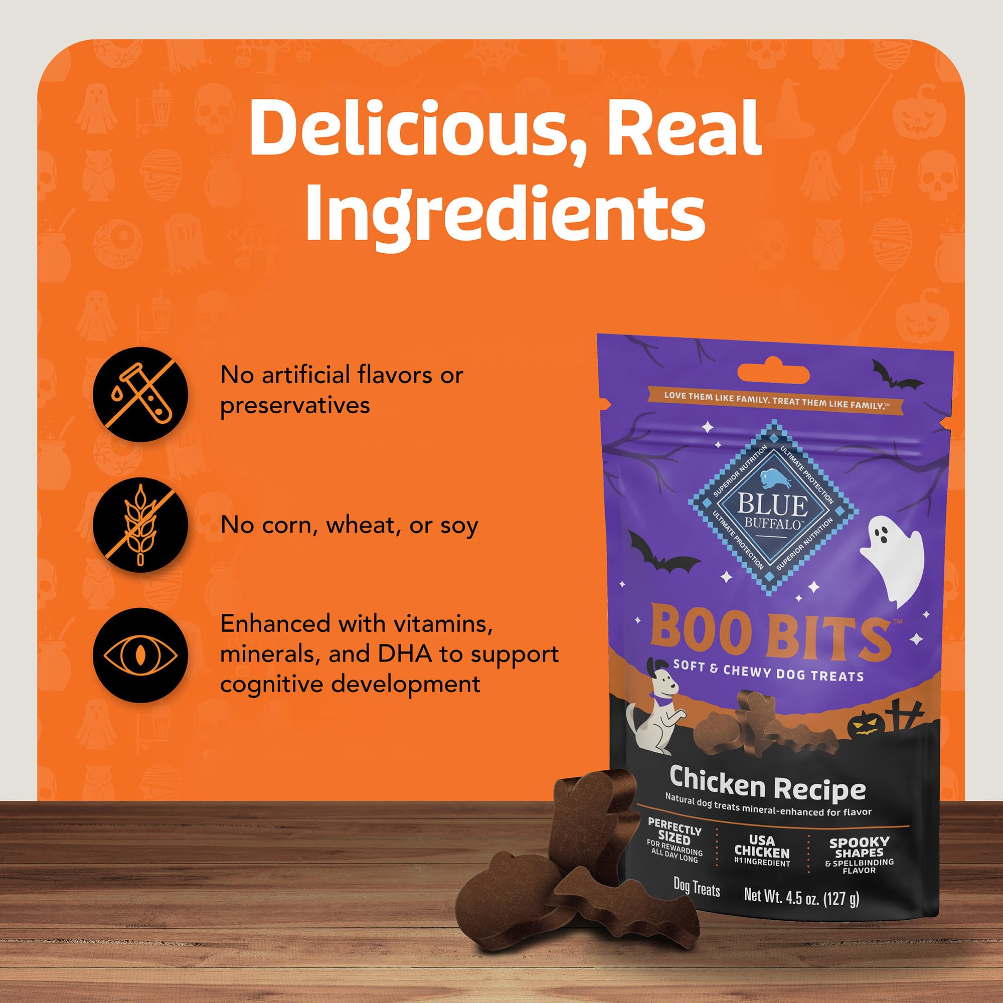 Blue Buffalo Boo Bits format 4-5oz, pratique pour les sorties et le dressage.