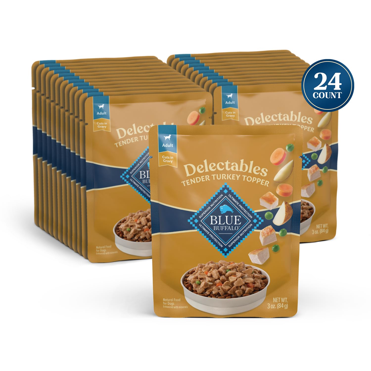 Blue Buffalo Delectables morceaux de dinde tendres, texture appétissante pour chien