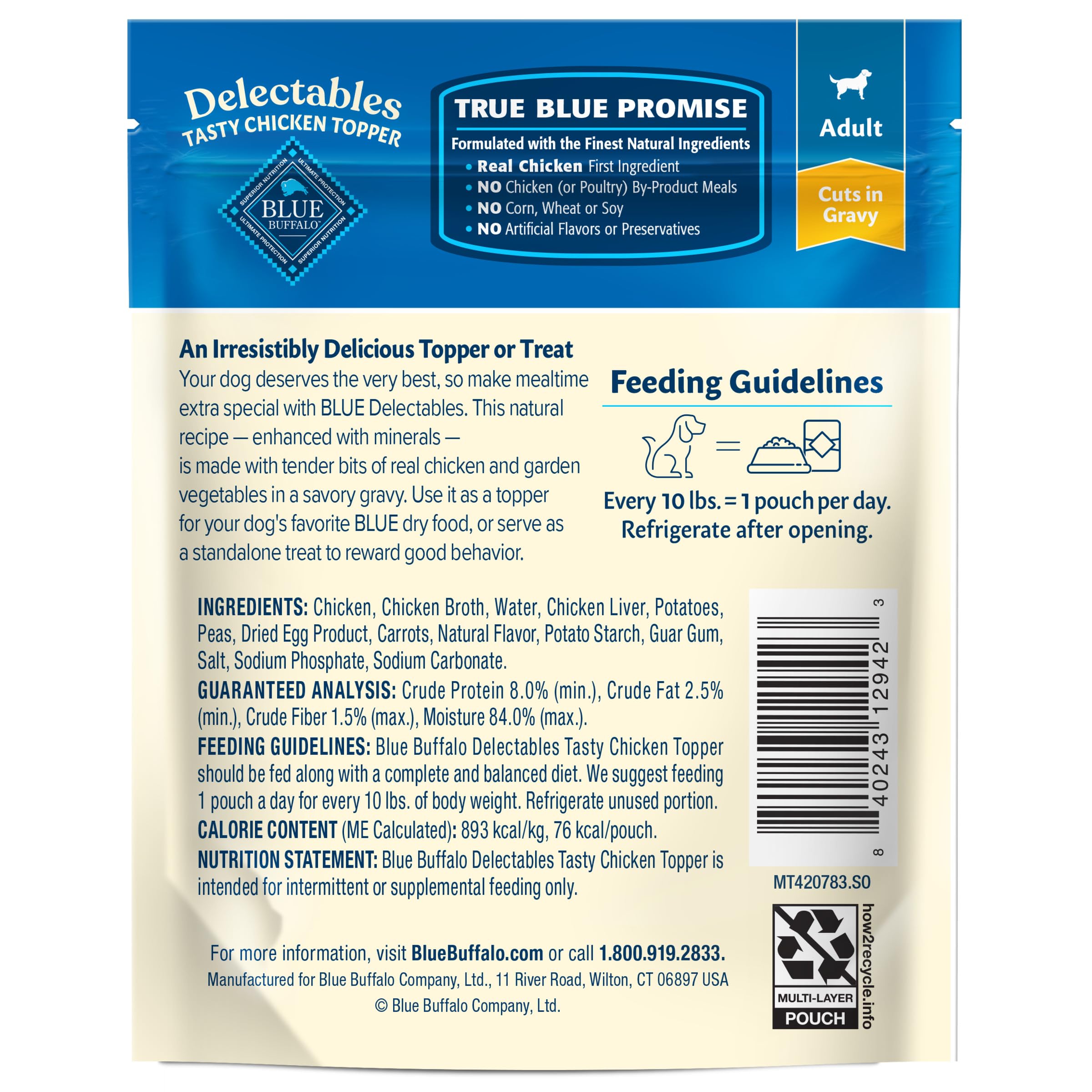Blue Buffalo Delectables Toppers sachets individuels faciles à servir.