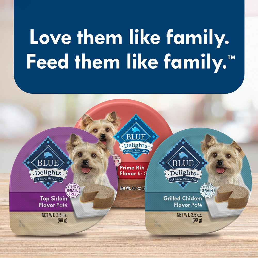 Blue Buffalo Delights premier ingrédient bœuf ou poulet pour des repas simples.